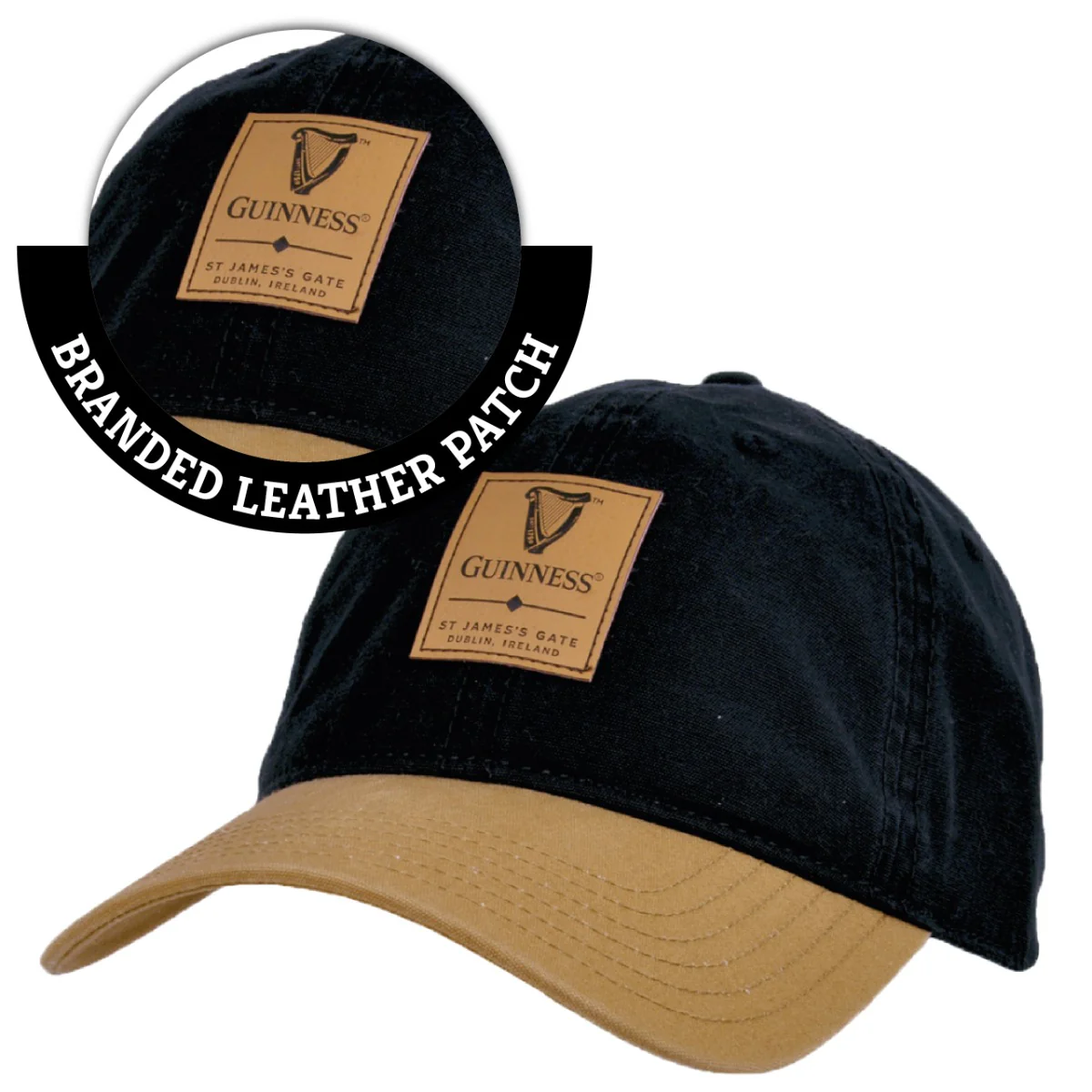 Guinness Black & Caramel Cap with Leather Patch - Image 4