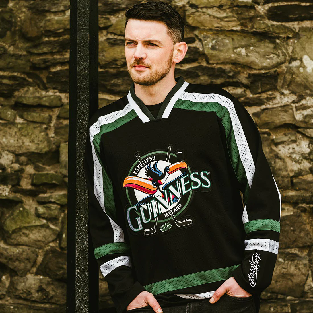 Guinness Toucan Hockey Jersey Black and Green - Image 6